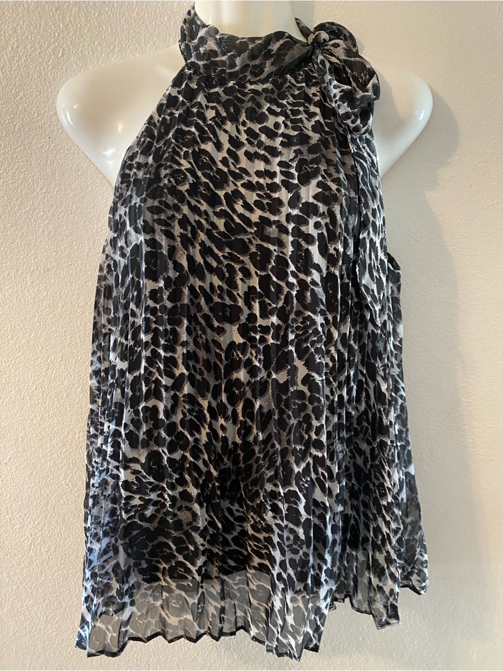 Takara Women's Halter Top - Leopard Print - Sheer Fabric
